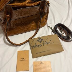 Patricia Nash Croc-Embossed Brown Shoulder Bag